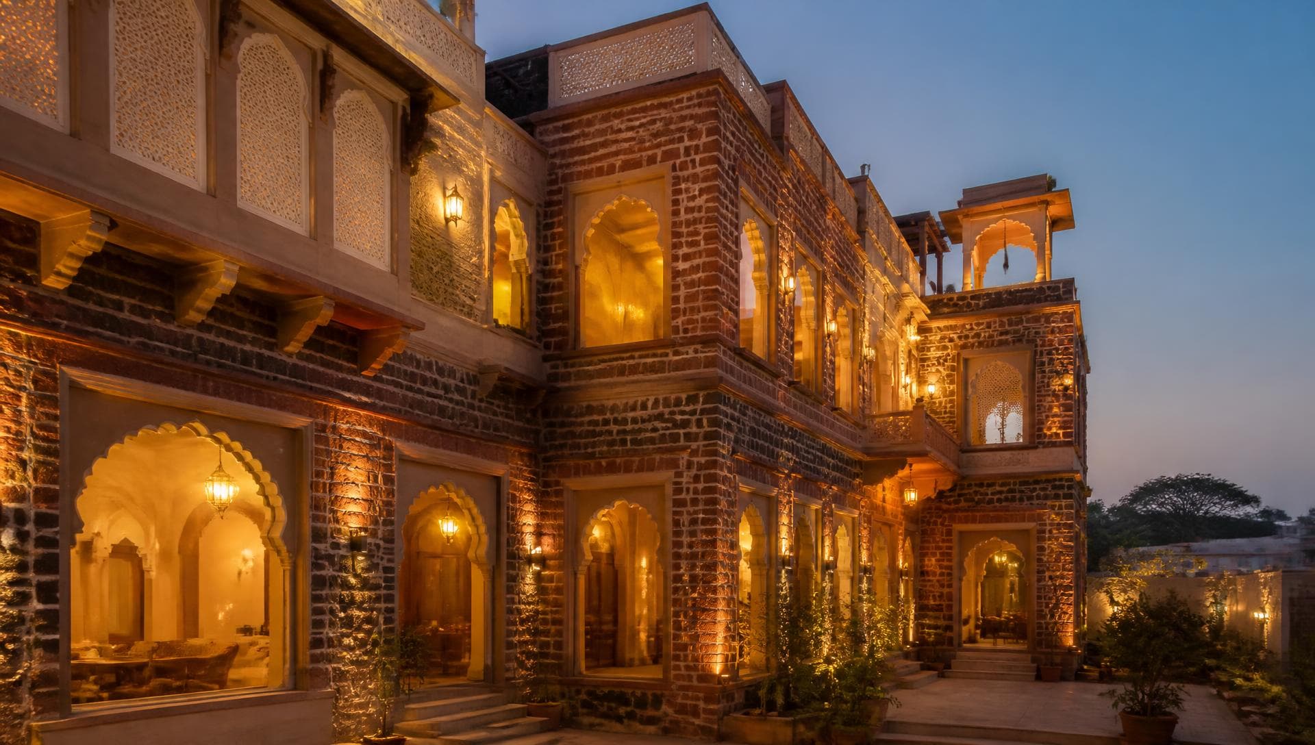 Exterior of Hotel Brick and Basalt in Bhuwana Udaipur